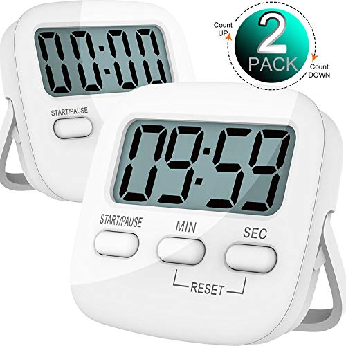 Kitchen Timer, Cbiumpro 2 Pack Digital Kitchen Timer Loud Alarm Countdown Timer for Cooking, Bathing, Gaming, Kids, Teacher - Battery Included