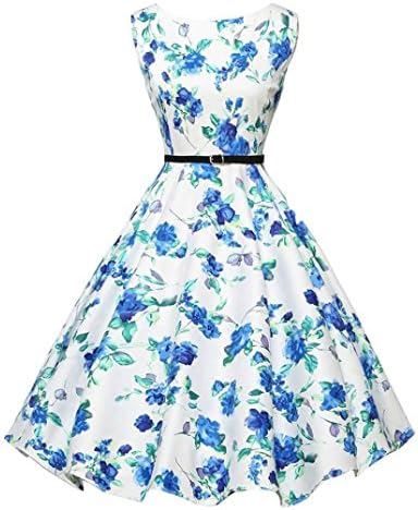 WOCACHI Women Dress Vintage Sleeveless Retro Evening Party Prom Dresses