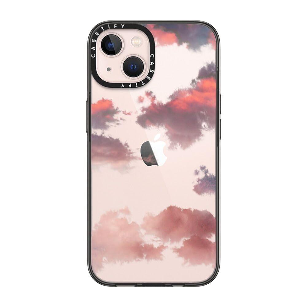 CASETiFY Compact iPhone 13 Case [2X Military Grade Drop Tested / 4ft Drop Protection] - Clouds (Red) - Clear Black — image 1