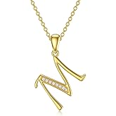 UXQ 14k Gold Initial Necklace for Women, Solid Gold Moissanite Letter Pendant Necklaces Jewelry for Her Birthday Valentines Day Gifts for Mom Wife Christmas Gifts for Girlfriend Sister