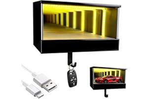 Infinity Car Garage Keychain Hanger, Race Car Key Holder Wall Mount with LED, Infinite Glowing Illusion Tunnel, Glowing Garag