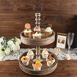 Efavormart 20" Rustic Brown 2-Tier Wooden Serving