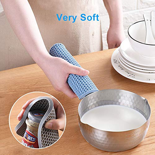 Silicone Trivets Pot Mat Round,Pan Pot Holders Set Heat Resistant Non Slip Silicon Hot Dish Trivet for Kitchen Dining Table BPA Free Honeycomb Thick Heavy Duty 7 inch 4 Pack (Grey,Blue,Green,Pink)