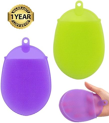 Silicone Scrubbers Sponge Antibacterial Multipurpose Dish Brush Sponge for Kitchen Wash Dish Wash Makeup Brush Wash Body Wash Face Wash Fruit and Vegetable Wash 2-Pack