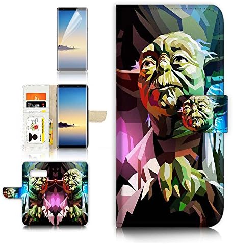 ( For Samsung Note 8 , Galaxy Note 8 ) Flip Wallet Case Cover & Screen Protector Bundle! A20579 Starwars Yoda