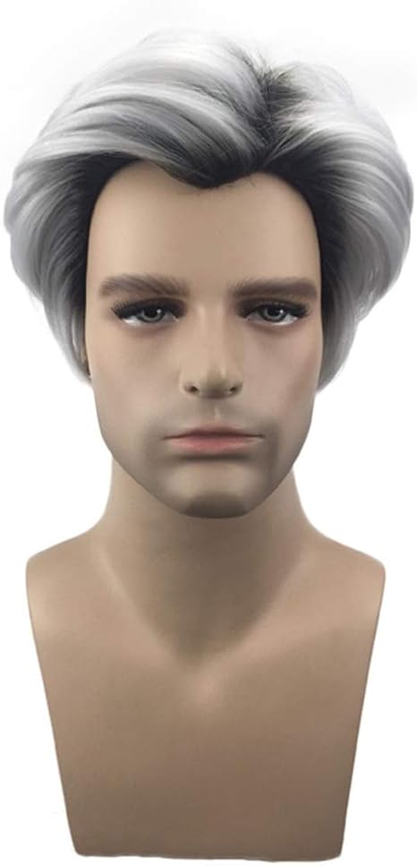 Amazon Co Jp Prtty ヨーロッパとアメリカのかつらコスプレメンズグラデーションストレートヘアショートヘアウィッグセット Realistic ホーム キッチン