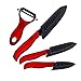 XYJ Ceramic Kitchen Knife Set Cutlery Knives Paring Utility Slicing Chef Knife Sharp Peeler With Red Handle Cooking Accessories Tools(4 Pcs)