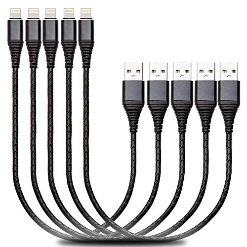 iPhone Charger Cable 1ft, 5 Pack 1 feet Lightning Cable & Data Sync Fast 4 foot iPhone cord Compatible with iPhone Xs max / xr /x/8/8 Plus/7/7 Plus/6/6s Plus/5s/5,iPad(Black)