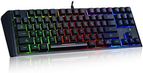Eonyea Backlit Gaming Keyboard with RGB LED, USB Mechanical Feel Wired Standard Keyboard with 88 Keys