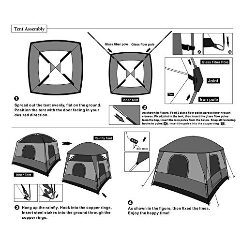 SEMOO Waterproof 4-5 Person 2 Doors 3 Season Family Cabin Tent for Camping with Carry Bag, 2000mm