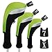 Andux 3pcs/Set Golf 460cc Driver Wood Club Head Covers Long Neck with No. Tags Green