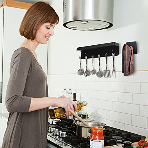 Key Holder Mail Organizer Wall Mount with 6 Key Hooks Small Shelf with 2pcs Adhesive Hooks for Entryway, Storage, Living Room, Hallway, Kitchen Office Letter