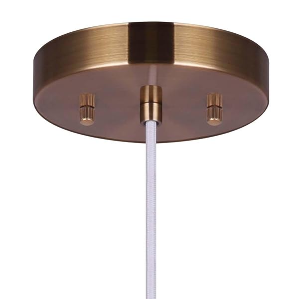 THOR 1-LIGHT PENDANT, GOLD AND FAUX WOOD, ADJUSTABLE WHITE FABRIC CORD, 60W E26 COMPATIBLE, 9 INCH WIDE, MODERN HANGING LIGHT FOR KITCHEN, DINING ROOM, LIVING ROOM, BEDROOM