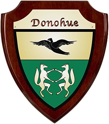 Donohue Irish Coat of Arms Shield Plaque - Rosewood Finish