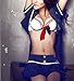 Olens Pleated Mini Skirt Policegirls Cosplay Skirts Women Sleepwear Two Pieces Set Lingerie Blue Free Size