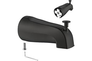 GOLD-HAO-THE-BATHROOM Gold Hao The Bathroom Universal Slip-On Tub Spout with Diverter - 5" Bath Tub Faucet with Diverter, Easy to Install & Save Water Leaks in Minutes, Fit 5/8" Copper Pipe (Matte Black)