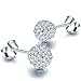 925 Sterling Silver Crystal Button Stud Earrings, (6mm 8mm)