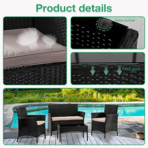 Her Majesty Outdoor Wicker Chair Patio Bistro Rattan Furniture Wicker Conversation Modern Bistro Set with Coffee Table… - Image 3