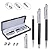 Stylus,TouchFine(TM) 2pcs 3-in-1 Replaceable Micro-Fiber Tip Stylus Pen for All Capacitive Touch Screen Smartphones,Tablets PC(Extra 4 Micro Fiber Tips) With Gift Box-Pinstripe Black/Silver
