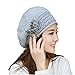 Women Winter Warm Cap Knitted Hat Rabbit Fur Headgear Headdress (Gray)