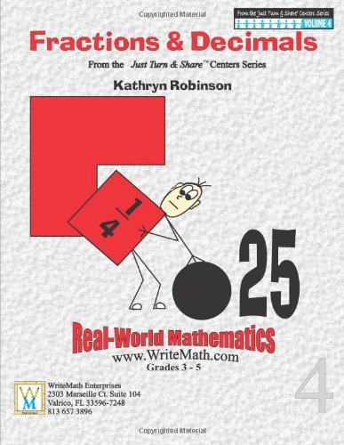 fractions decimals math worksheets 3rd 4th 5th grade just turn and share volume 4 kathryn robinson 9780970321688 amazon com books