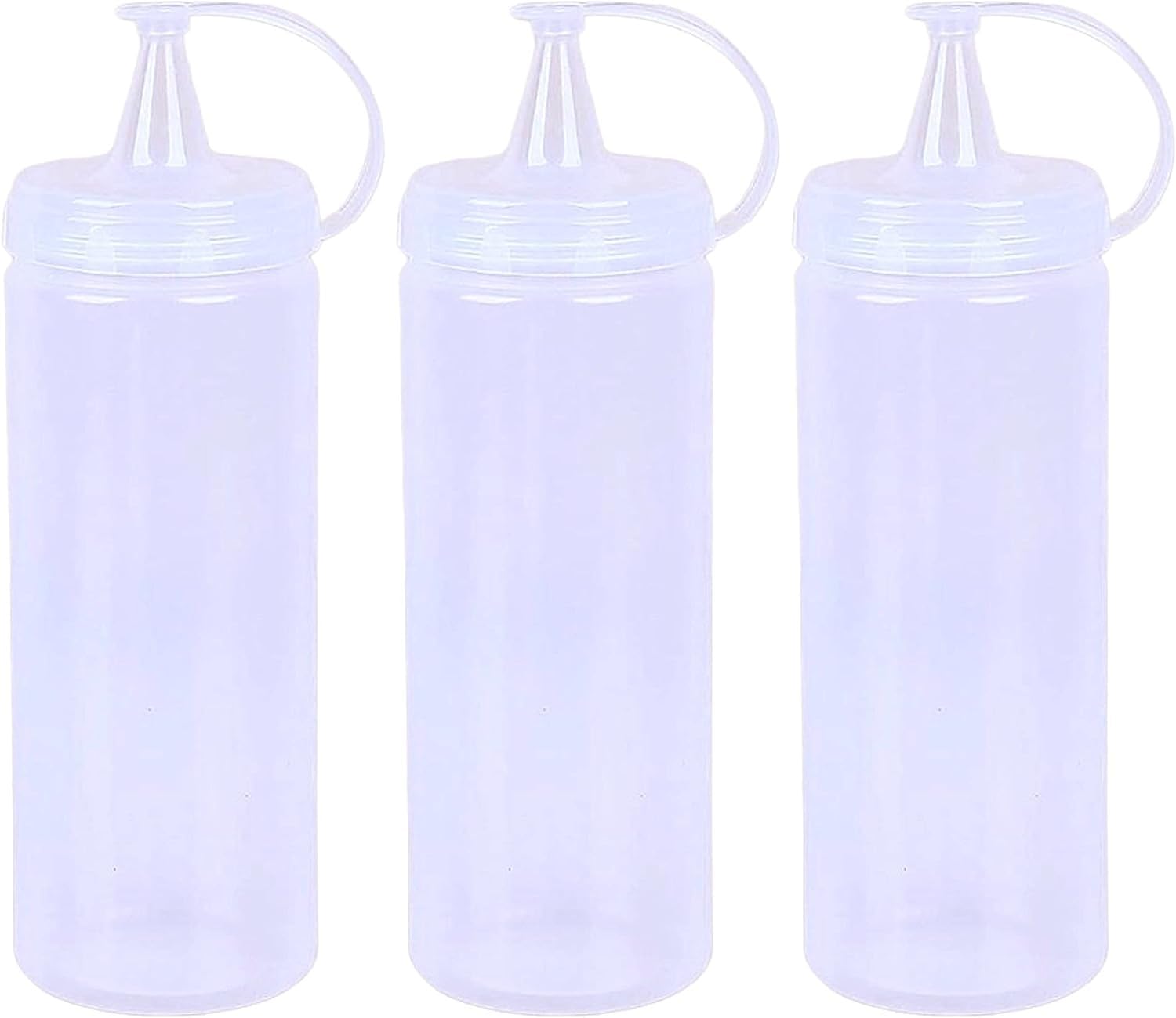 4All 14oz Squeezy Sauce Bottle With Lid BPA Free Reusable Plastic Bottle for Home And Restaurants Leakproof Squeeze Condiment Dispenser for Sauces, Beverages And Mayonnaise 400ml (Pack of 3)