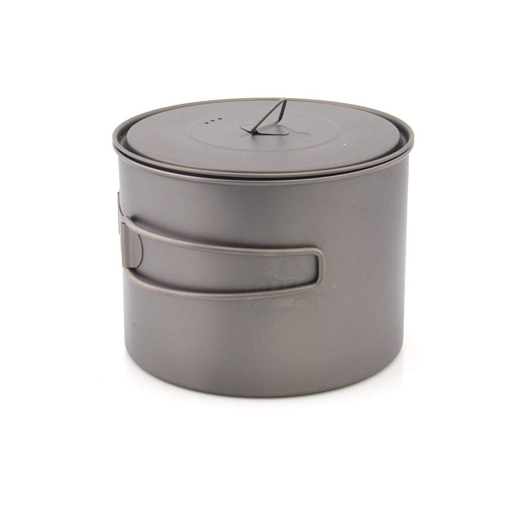 TOAKS Outdoor Ultralight Titanium Pot Folded handle Portable Picnic Cookware with Cover 1100ml 1300ml 1350ml 1600ml (1300ml)