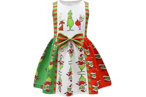Maturead Kids Girls Dress Sleeveless Cartoon Casual Dress Halloween Christmas Party Dress Green 2-10 Years
