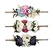 NCMAMA Baby Girl Nylon Headbands Infant Flower Elastic Hair band Bows Wraps For Newborn Toddler Hair Accessories Pack of 3 (Red)