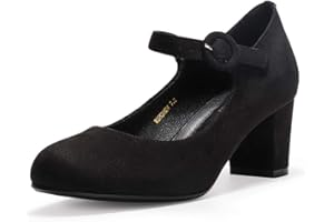 IDIFU Women's Candy Dress Mary Jane Shoes Low Block Heels Closed Round Toe Office Work Church Wedding Pumps