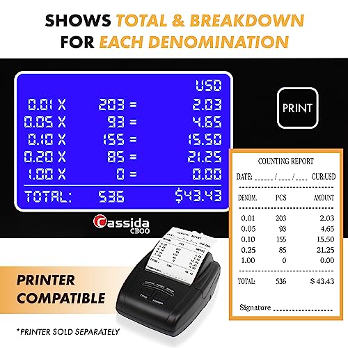 Cassida C300 Professional USD Coin Counter, Sorter and Wrapper/Roller