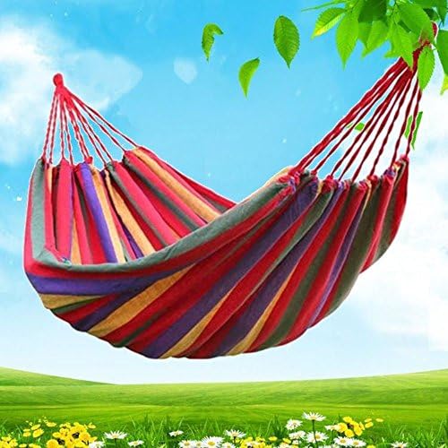 Top Q Cotton Travel Beach Outdoor Camping Canvas Hammock Bed with Red/Blue （79 Inch × 34 Inch)