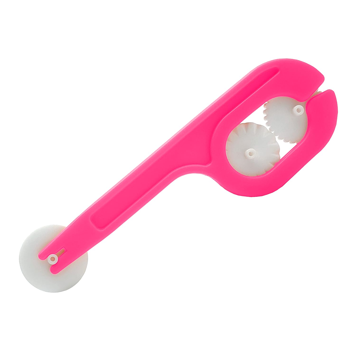 Fresh Puff Pastry Cutter Wheel - with 3 Smooth and Toothed Blades - Tortellini, Handmade Ravioli Pasta - Lightweight and Durable (Fuchsia)