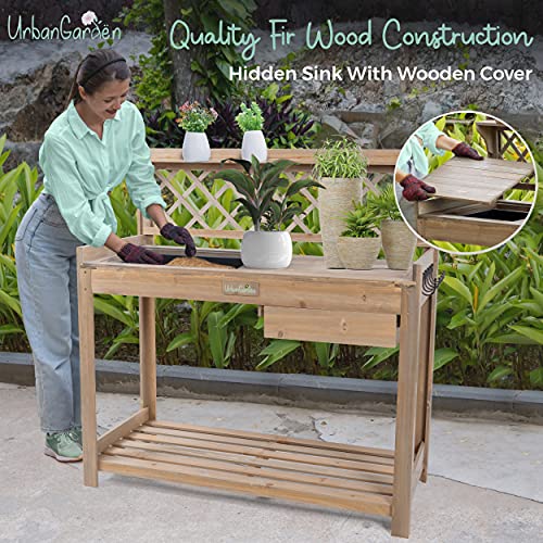 URBAN GARDËN Garden Table with Outdoor Bench and Galvanized Metal