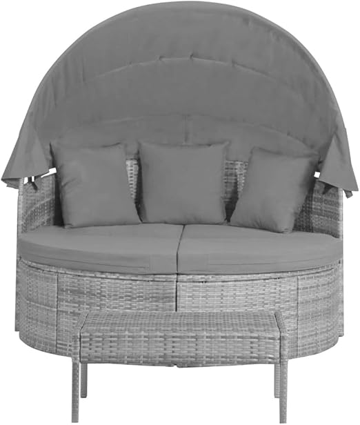 Vidaxl Garten Lounge Set Mit Polstern Kissen Sonnendach 3 Tlg Sonneninsel Sonnenliege Gartenliege Liege Sitzgarnitur Gartenmobel Poly Rattan Grau Amazon De Kuche Haushalt