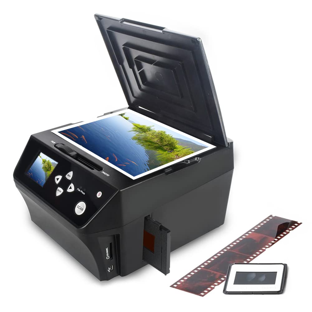 22MP Film &Slide Photo Multi-function Scanner, Convert 135 Film/35mmSlide /110Film/Photo/Document/Business card to HD 22MP Digital JPG Files,Includes 8GB Memory Card!