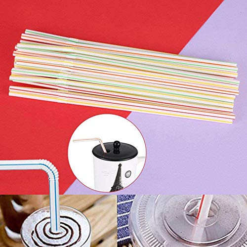 SHINEHUA 600 Stück Trinkhalm, Plastik Strohhalme Bunte Mehrfarbig Trinkhalme Plastiktrinkhalme Flexible Kunststoff… – Bild 5