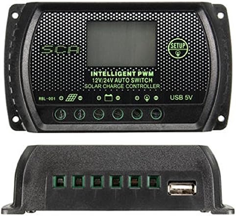 Fonpeak 30A 12V / 24V Solar Panel Controller Intelligent PWM Regulator Safe Protection w/ 5V USB + Light Control + LCD Display