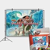 Daniu 7x5FT Cartoon Beach Moana Maui Beach Theme Photography Background Baby Shower Birthday Party Cake Table Decorations Banner Photo Backdrops Studio Props Banner Vinyl