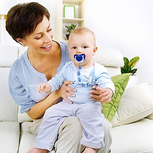 MCGMITT Pacifier Clip Silicone, BPA Free Teething Beads Toys Shower Gift for Baby Girls Boys Infant Toddler (Blue) - Thumbnail 7