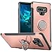 Hayder Galaxy Note 9 Case, Car Magnetic Kickstand 360 Degree Ring Holder Protection Cover (Rose Gold)
