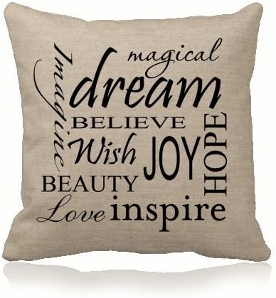 ilkin Custom Decorative Inspirational Quotes Cushion Cover 100% Cotton Blend Linen Square Pillow case - Pillow Covers for Sofa, Living Room, Etc.