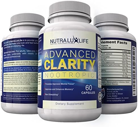 NutraLuxLife ADVANCED CLARITY Nootropic natural mental focus memory and energy super ginkgo complex St John's Wort easy to swallow softgels