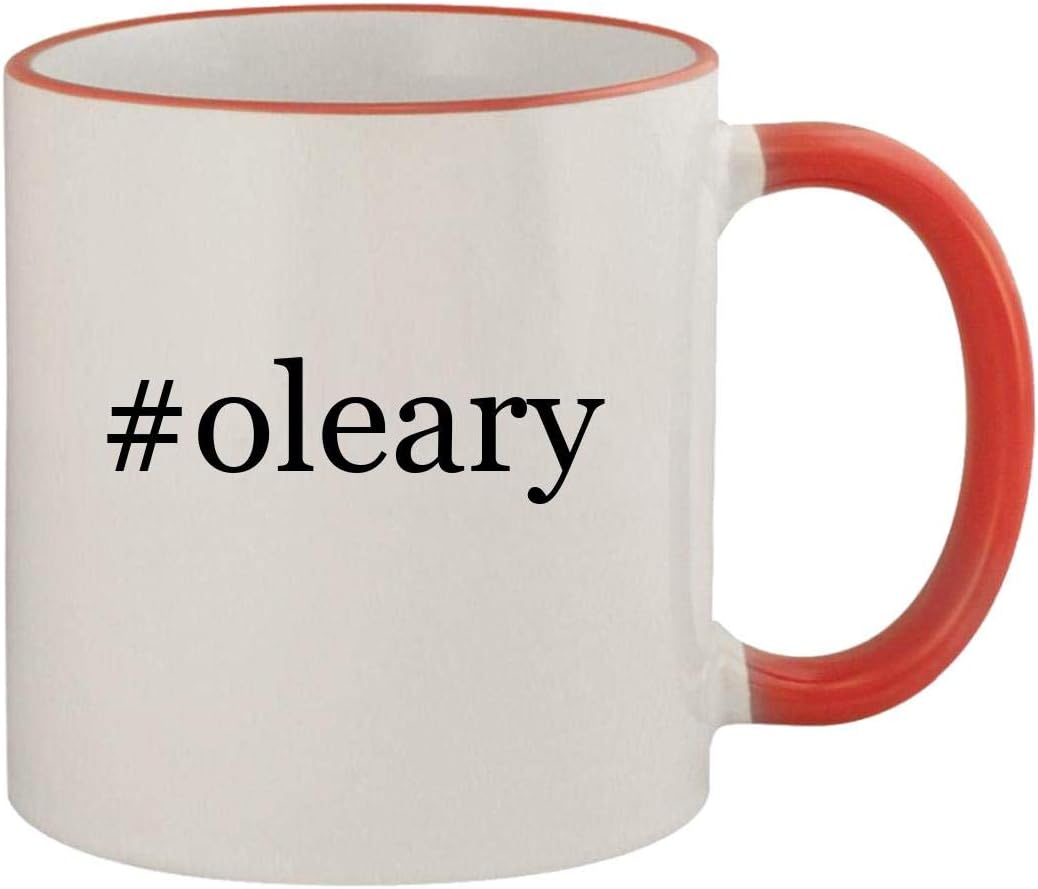 #oleary - 11oz Ceramic Colored Rim & Handle Coffee Mug, Red