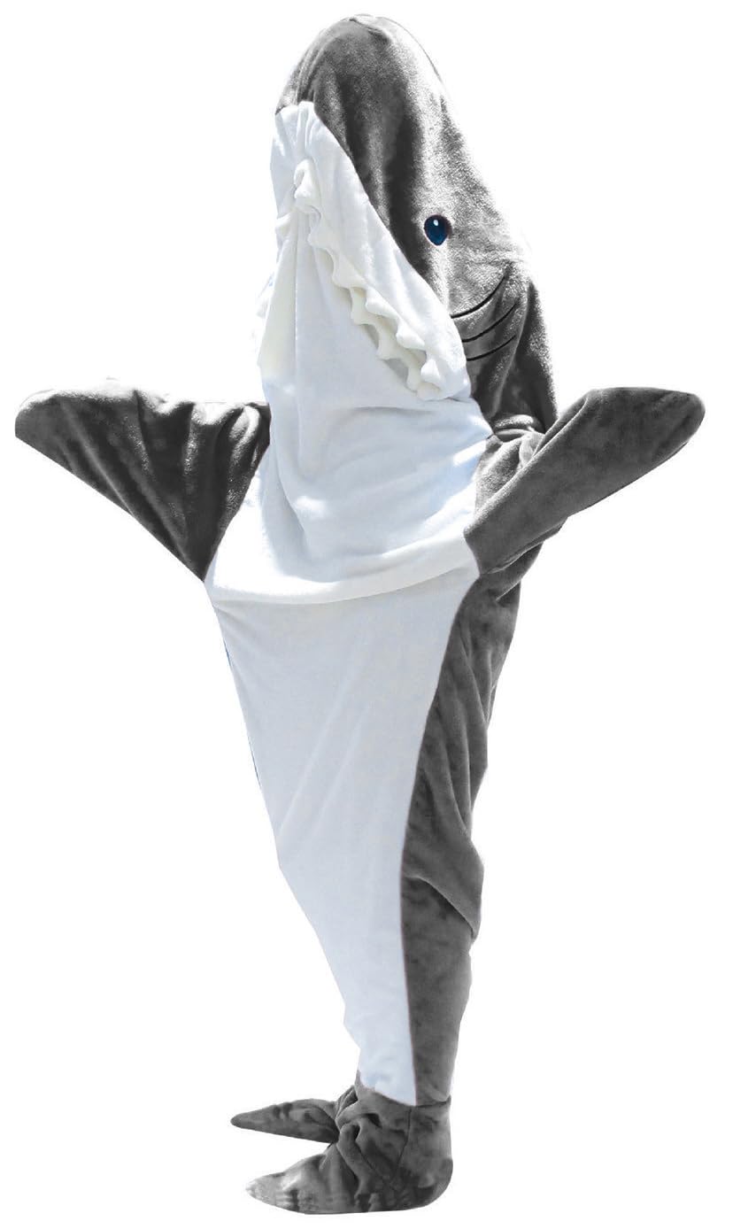 Shark Blanket Hoodie Onesie for Women & Men - Wearable Shark Sleeping Bag - Halloween & Xmas Cosplay Costume