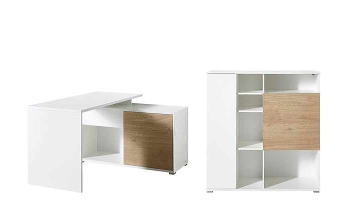 Germania 2-TLG. Büromöbel-Set 8525-535 GW-Paseo, inklusive Schreibtisch und Aktenschrank im Dekor Weiß/Kendal-Eiche