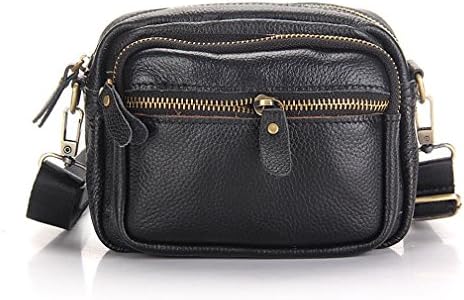 Unisex Genuine Leather Small Messenger Shoulder Belt Loops Waist Pack For Coins, Passport A-Black
