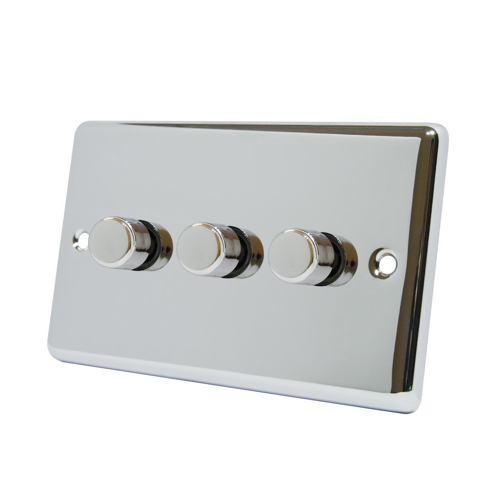 AET CPC3GDIM4 10 A 400 W 3 Gang 2 Way Classical Chrome Polished Light Dimmer Switch