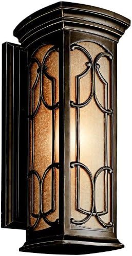 Franceasi 18" 1 Light Outdoor Wall Light with Light Umber Seeded Glass in Olde Bronze®