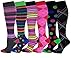 Dr. Shams Different Touch 6 Pairs Pack Women Travelers, Anti-Fatigue, Graduated Compression Knee High Socks 9-11
